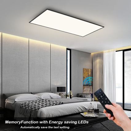 Brilagi - SLIMFRAME dæmpbar LED-loftlampe LED/80W/230V 120x60 cm 3000-6000K sort + fjernbetjening
