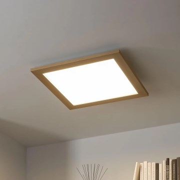 Brilagi - Dæmpbar LED-loftlampe SLIMFRAME WOOD LED/36W/230V 49,5x49,5 cm 3000-6000K brun + fjernbetjening