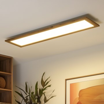 Brilagi - Dæmpbar LED-loftlampe SLIMFRAME WOOD LED/58W/230V 124x33,7 cm 3000-6000K brun + fjernbetjening