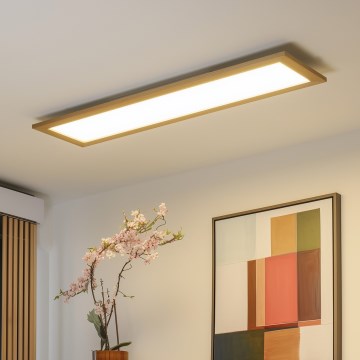 Brilagi - Dæmpbar LED-loftlampe SLIMFRAME WOOD LED/58W/230V 124x34 cm 3000-6000K brun + fjernbetjening