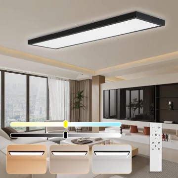 Brilagi - Dæmpbar LED-loftlampe til badeværelse FRAME SMART LED/50W/230V 30x120 cm 3000-6000K IP44 sort + fjernbetjening