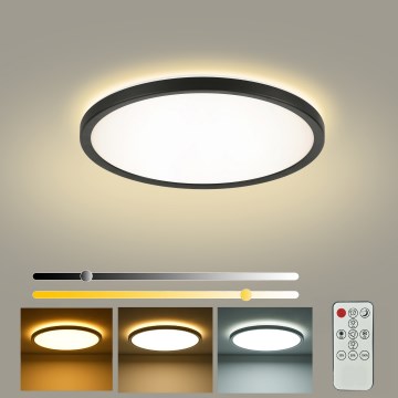Brilagi - Dæmpbar LED-loftlampe ULTRA SLIM LED/18W/230V 2700-6500K Ø 30 cm sort + fjernbetjening