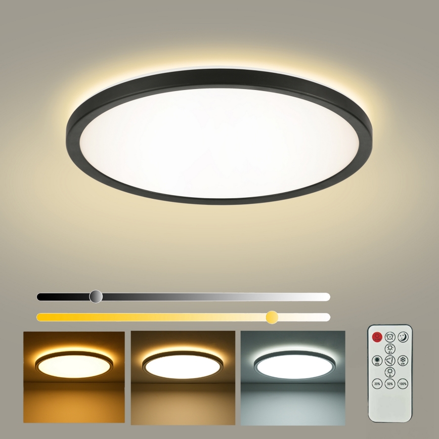 Brilagi - Dæmpbar LED-loftlampe ULTRA SLIM LED/24W/230V 2700-6500K Ø 42 cm sort + fjernbetjening