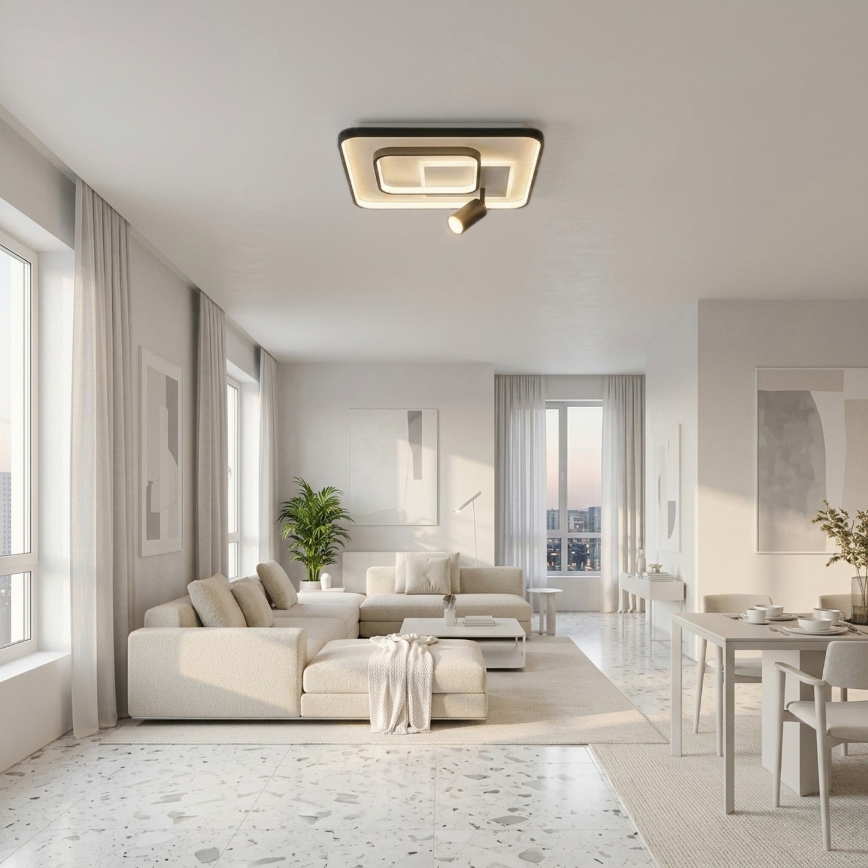 Brilagi - LED dæmpbar loftlampe UNITY LED/75W/230V + 1xGU10/3W 3000-6000K 50x50 cm hvid/sort + fjernbetjening
