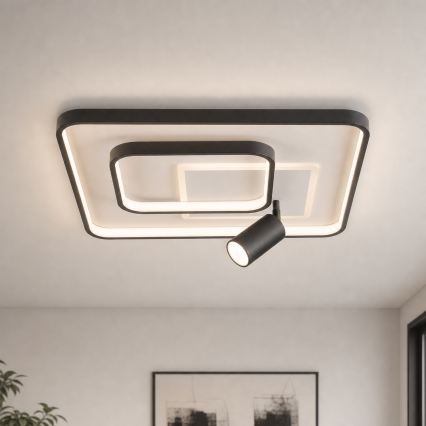 Brilagi - LED dæmpbar loftlampe UNITY LED/75W/230V + 1xGU10/3W 3000-6000K 50x50 cm hvid/sort + fjernbetjening