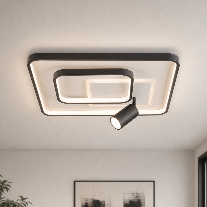 Brilagi - LED dæmpbar loftlampe UNITY LED/75W/230V + 1xGU10/3W 3000-6000K 50x50 cm hvid/sort + fjernbetjening