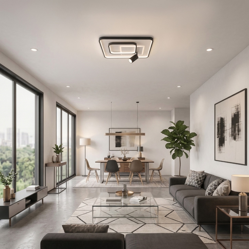 Brilagi - LED dæmpbar loftlampe UNITY LED/75W/230V + 1xGU10/3W 3000-6000K 50x50 cm hvid/sort + fjernbetjening