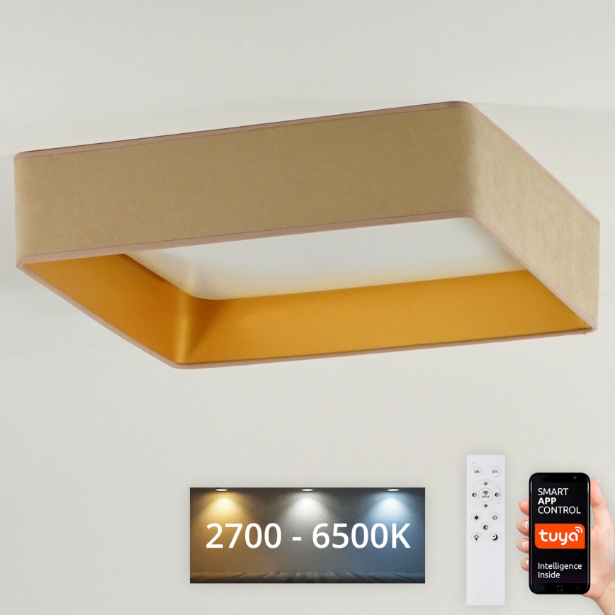Brilagi - Dæmpbar LED-loftlampe VELVET SQUARE SMART LED/36W/230V 60x60 cm 2700-6500K Wi-Fi Tuya + fjernbetjening beige