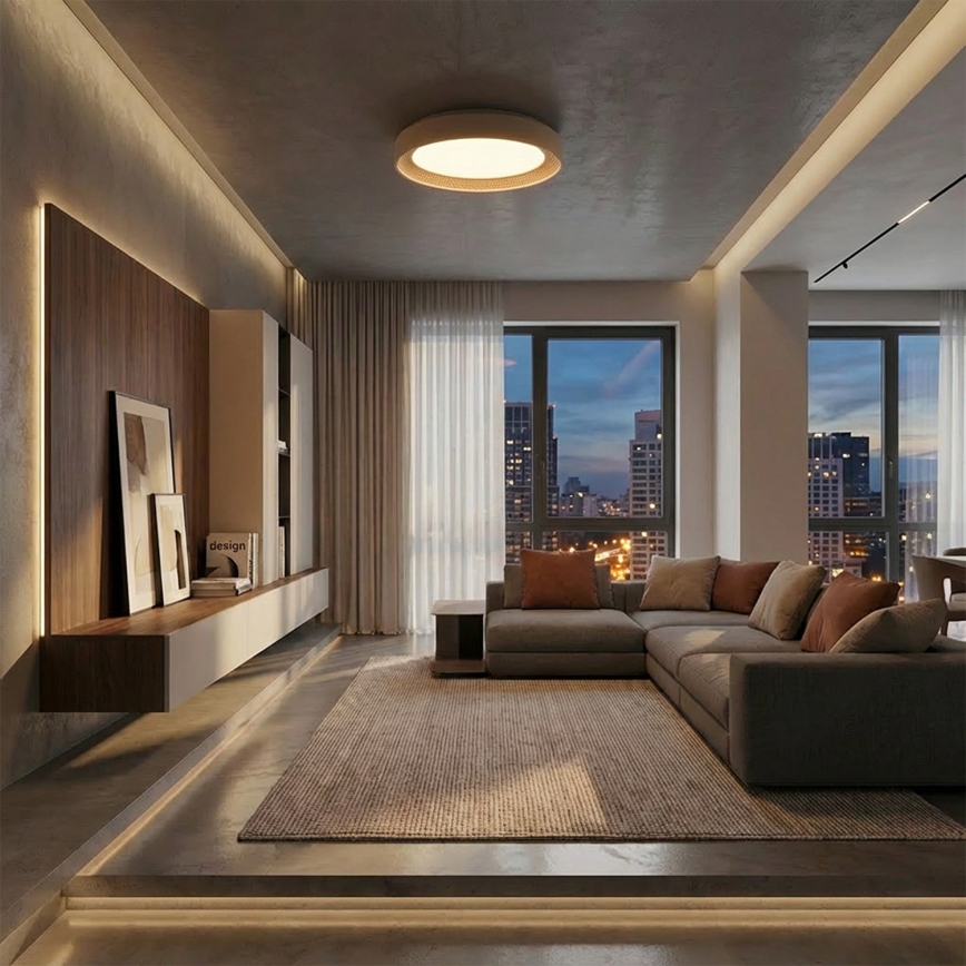 Brilagi - LED dæmpbar loftlampe WALDO LED/48W/230V 3000–6500K Ø 40 cm beige/guld + fjernbetjening