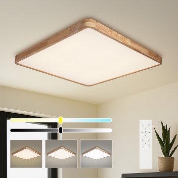 Brilagi - Dæmpbar LED-loftlampe WOODLINE SQUARE LED/100W/230V 3000-6000K eg 80x80 cm + fjernbetjening