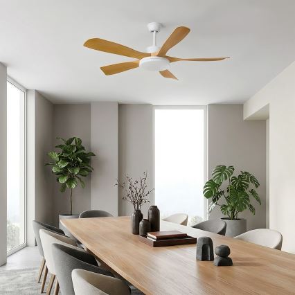 Brilagi - LED-dæmpbar loftventilator LED/34W/230V 3000-6500K Ø 132 cm hvid/brun + fjernbetjening