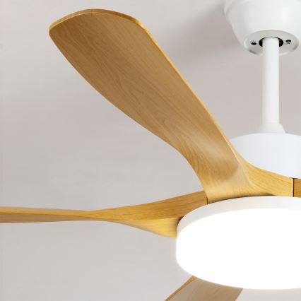 Brilagi - LED-dæmpbar loftventilator LED/34W/230V 3000-6500K Ø 132 cm hvid/brun + fjernbetjening