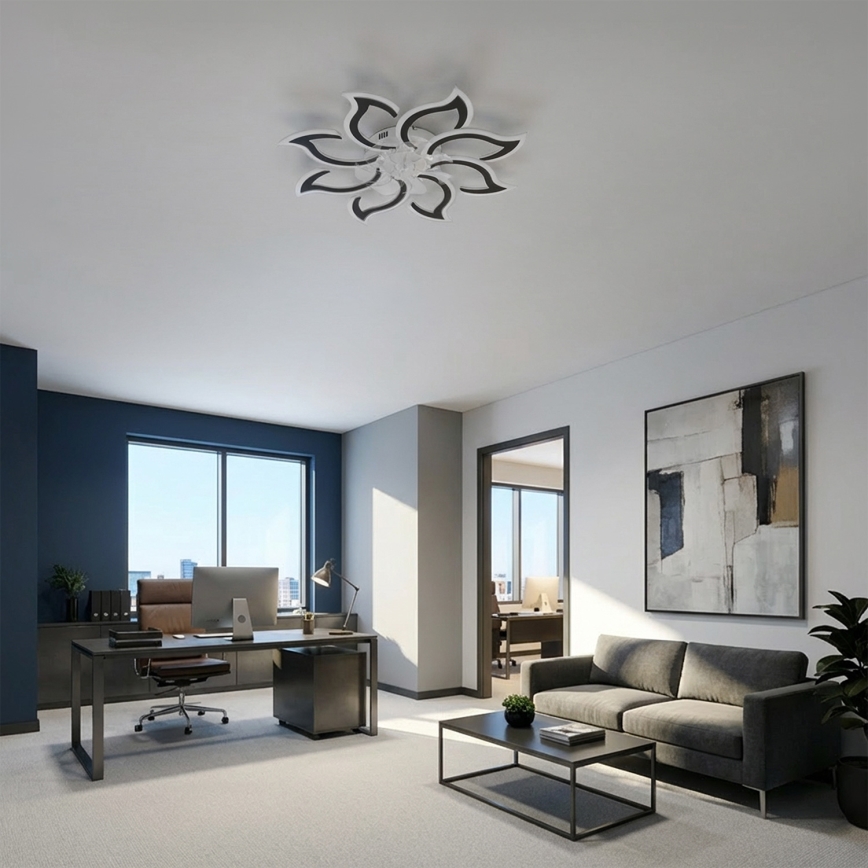 Brilagi - Dæmpbar LED-loftventilator LED/44W/230V Ø 90 cm sort + fjernbetjening