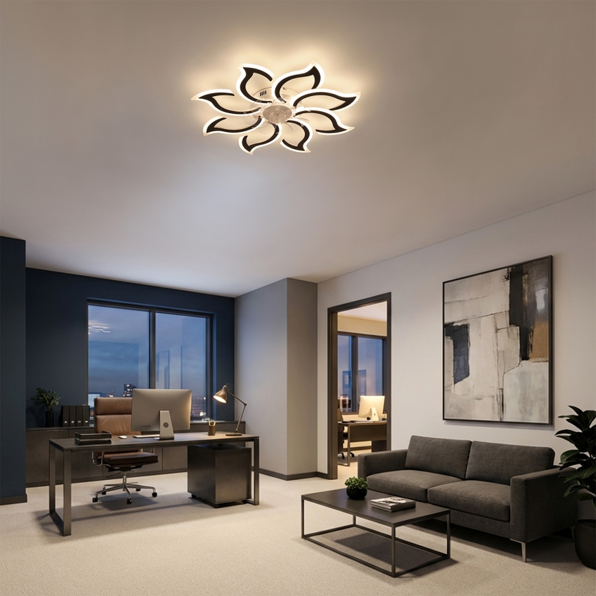 Brilagi - Dæmpbar LED-loftventilator LED/44W/230V Ø 90 cm sort + fjernbetjening