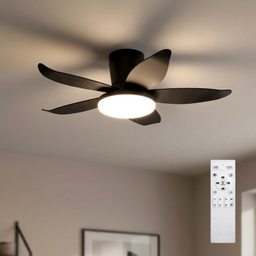 Brilagi - Dæmpbar LED-loftventilator LED/32W/230V Ø95 cm sort + fjernbetjening