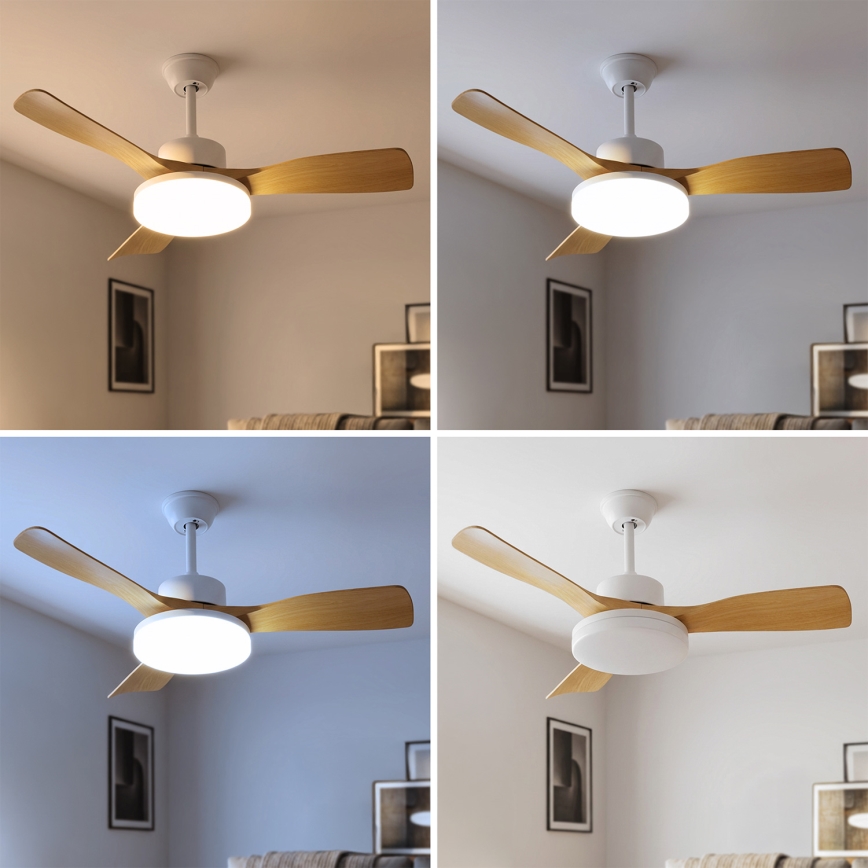 Brilagi - LED dæmpbar loftventilator LED/34W/230V 106 cm hvid/brun + fjernbetjening