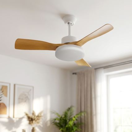 Brilagi - LED dæmpbar loftventilator LED/34W/230V 106 cm hvid/brun + fjernbetjening