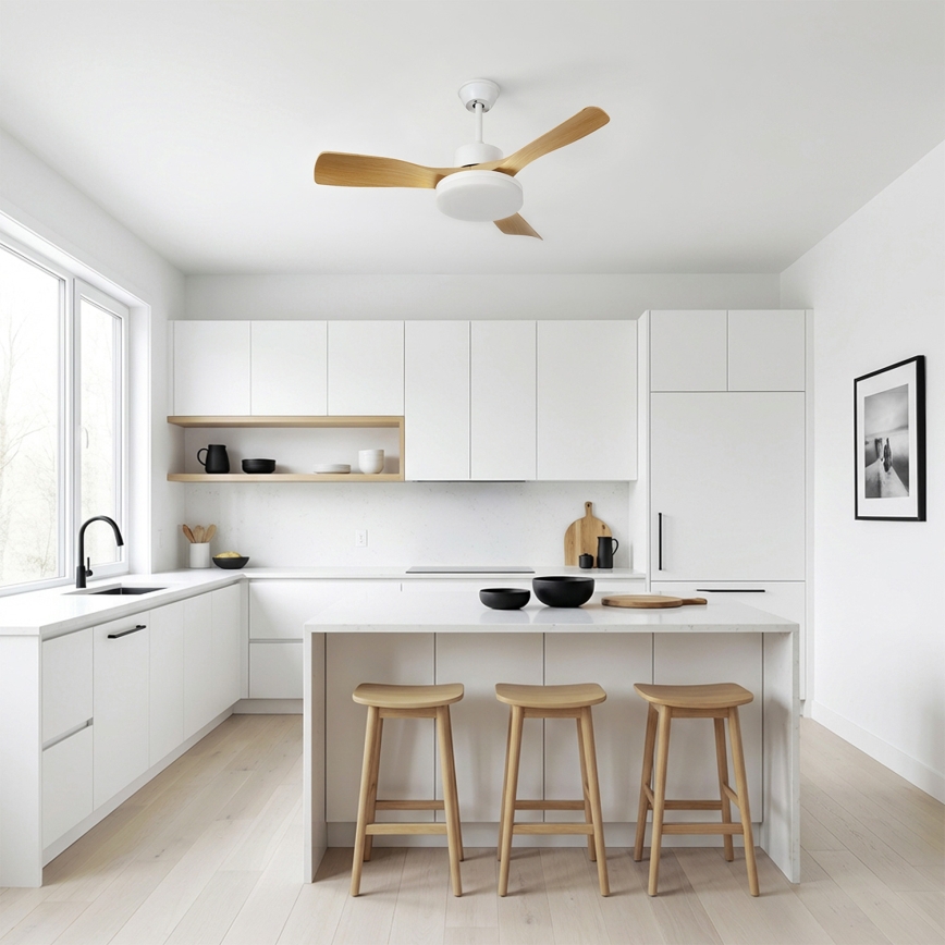 Brilagi - LED dæmpbar loftventilator LED/34W/230V 106 cm hvid/brun + fjernbetjening