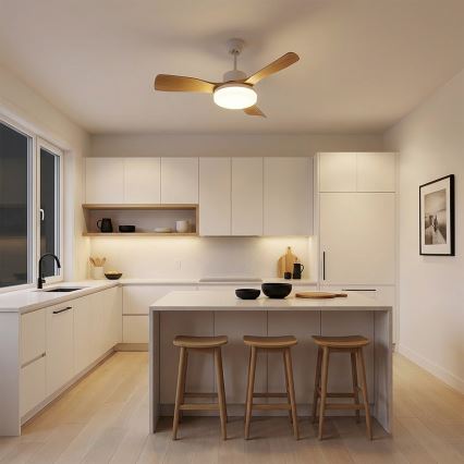 Brilagi - LED dæmpbar loftventilator LED/34W/230V 106 cm hvid/brun + fjernbetjening