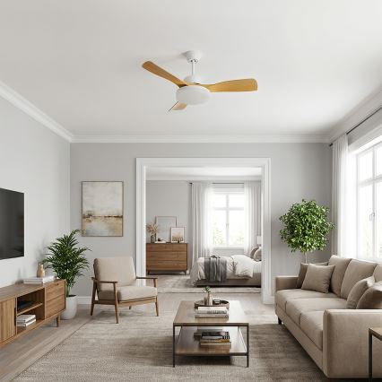 Brilagi - LED dæmpbar loftventilator LED/34W/230V 106 cm hvid/brun + fjernbetjening