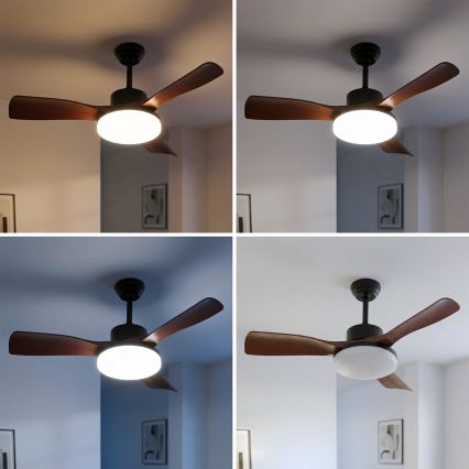 Brilagi - Dæmpbar LED-loftventilator LED/34W/230V 106 cm sort/brun + fjernbetjening