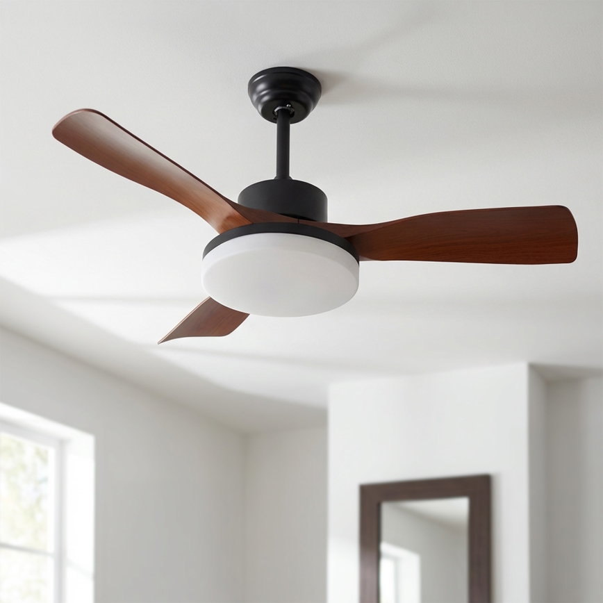 Brilagi - Dæmpbar LED-loftventilator LED/34W/230V 106 cm sort/brun + fjernbetjening