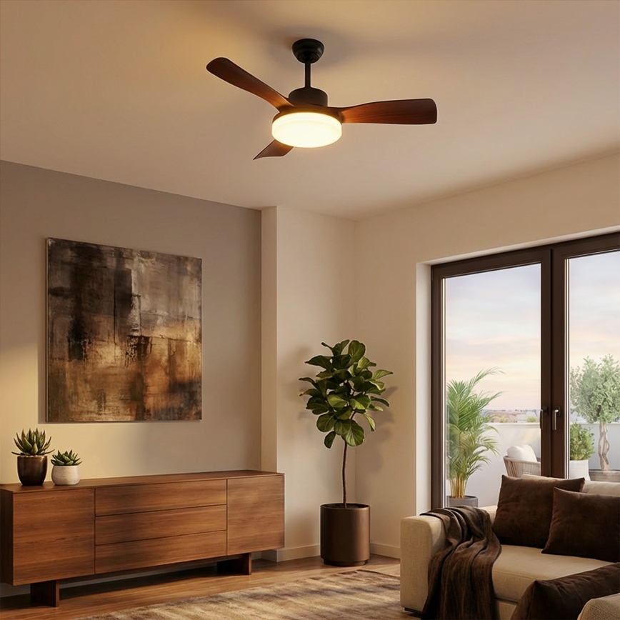 Brilagi - Dæmpbar LED-loftventilator LED/34W/230V 106 cm sort/brun + fjernbetjening