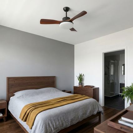 Brilagi - Dæmpbar LED-loftventilator LED/34W/230V 106 cm sort/brun + fjernbetjening