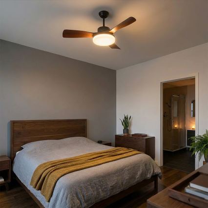 Brilagi - Dæmpbar LED-loftventilator LED/34W/230V 106 cm sort/brun + fjernbetjening