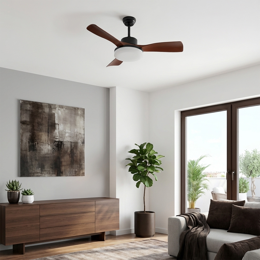 Brilagi - Dæmpbar LED-loftventilator LED/34W/230V 106 cm sort/brun + fjernbetjening