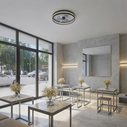 Brilagi - Dæmpbar LED-loftventilator LED/34W/230V 50 cm sort/guld + fjernbetjening