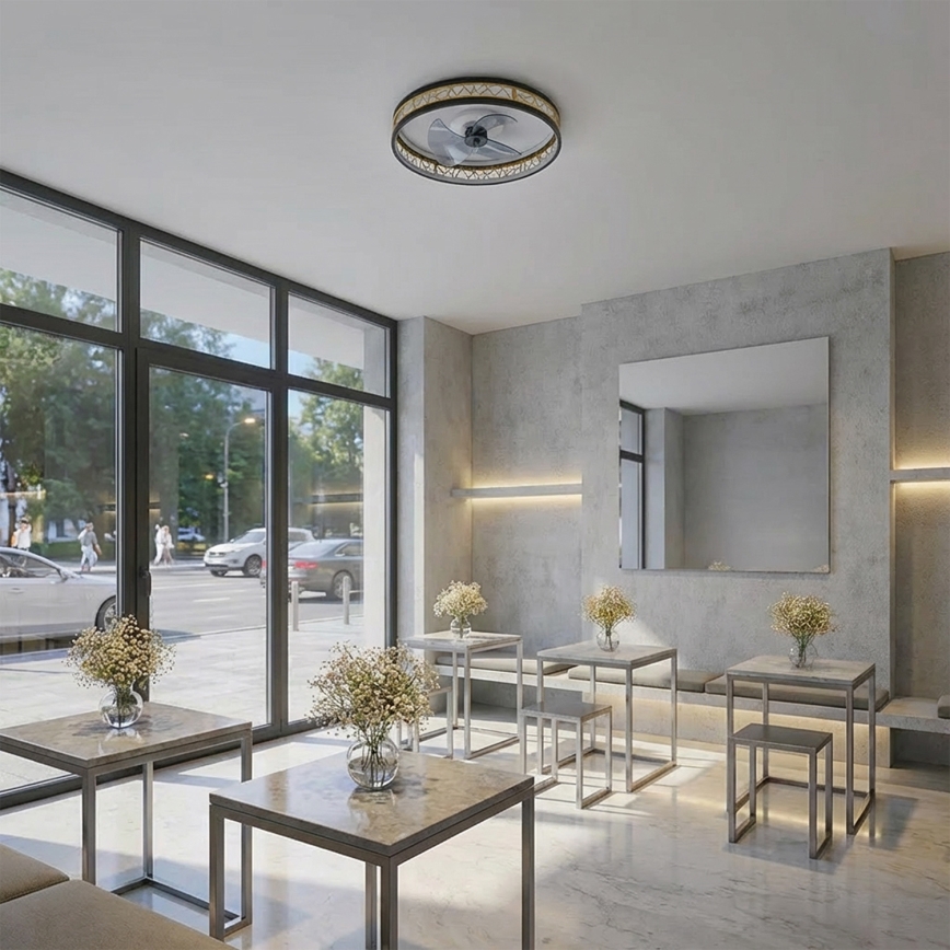 Brilagi - Dæmpbar LED-loftventilator LED/34W/230V 50 cm sort/guld + fjernbetjening