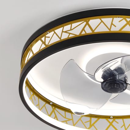 Brilagi - Dæmpbar LED-loftventilator LED/34W/230V 50 cm sort/guld + fjernbetjening