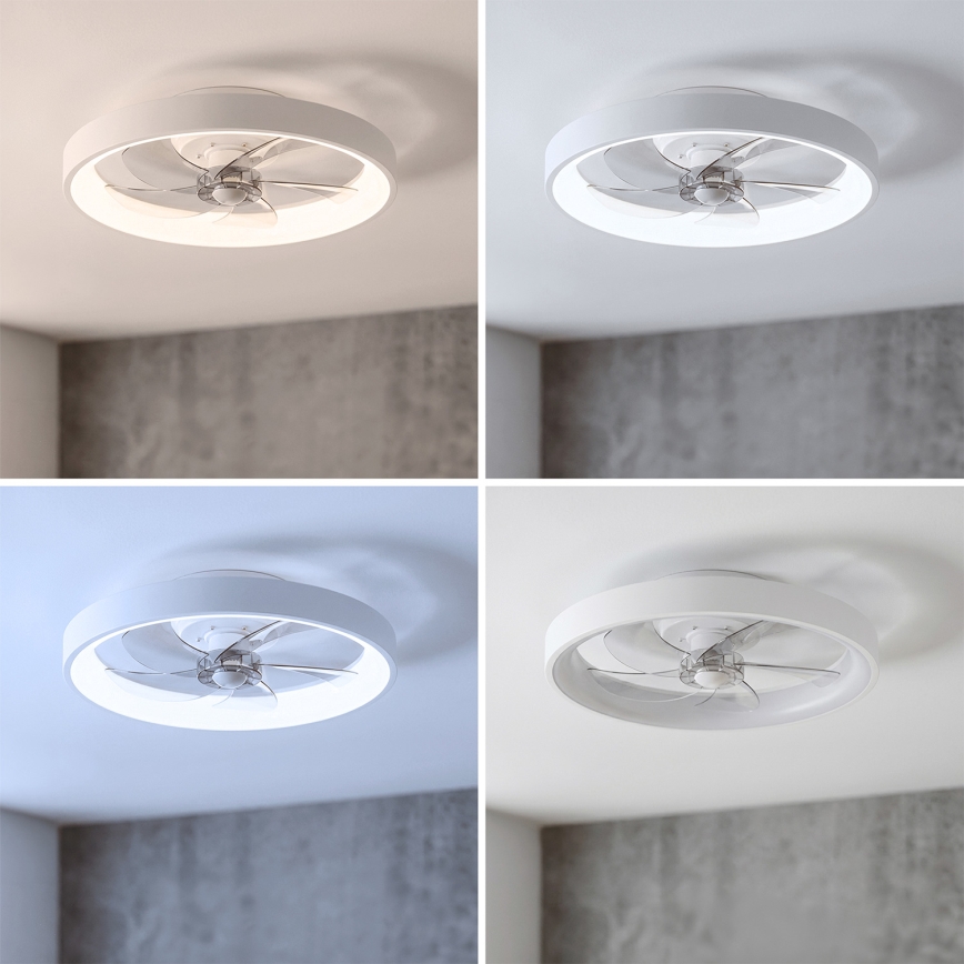 Brilagi - LED-dæmpbar loftventilator, 34 W, 230 V, 3000–6500 K, Ø 50 cm, hvid + fjernbetjening