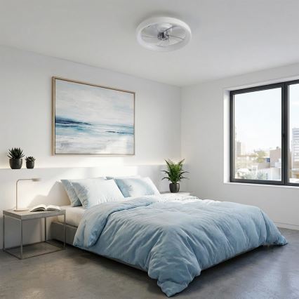 Brilagi - LED-dæmpbar loftventilator, 34 W, 230 V, 3000–6500 K, Ø 50 cm, hvid + fjernbetjening
