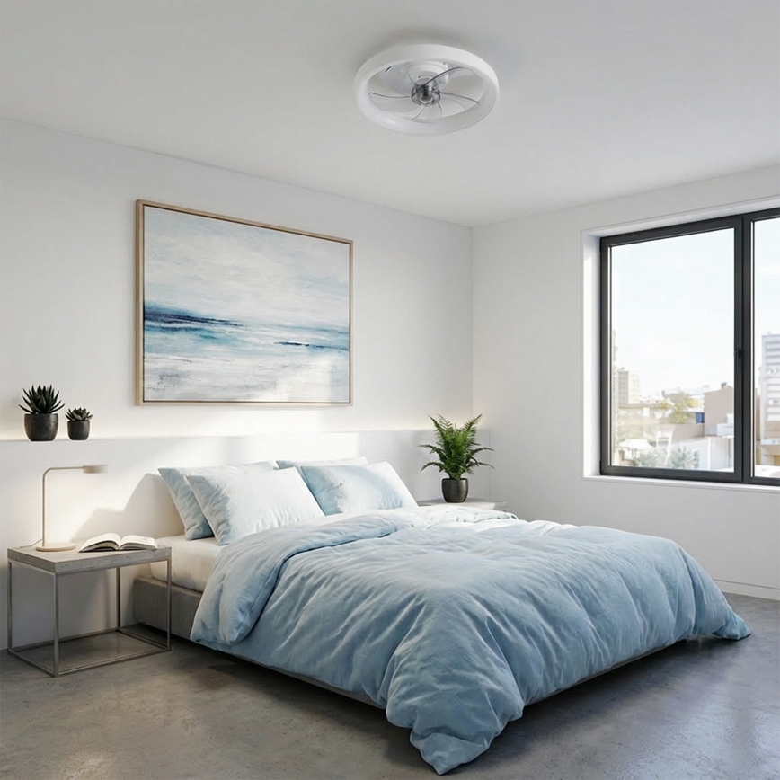 Brilagi - LED-dæmpbar loftventilator, 34 W, 230 V, 3000–6500 K, Ø 50 cm, hvid + fjernbetjening