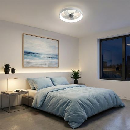 Brilagi - LED-dæmpbar loftventilator, 34 W, 230 V, 3000–6500 K, Ø 50 cm, hvid + fjernbetjening