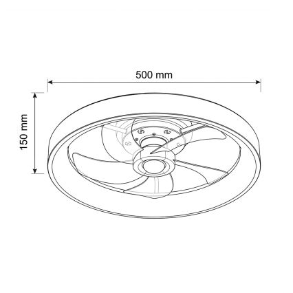 Brilagi - LED-dæmpbar loftventilator, 34 W, 230 V, 3000–6500 K, Ø 50 cm, hvid + fjernbetjening