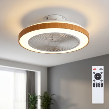 Brilagi - Dæmpbar LED-loftventilator LED/38W/230V 3000-6500K Ø 50 cm hvid/brun + fjernbetjening