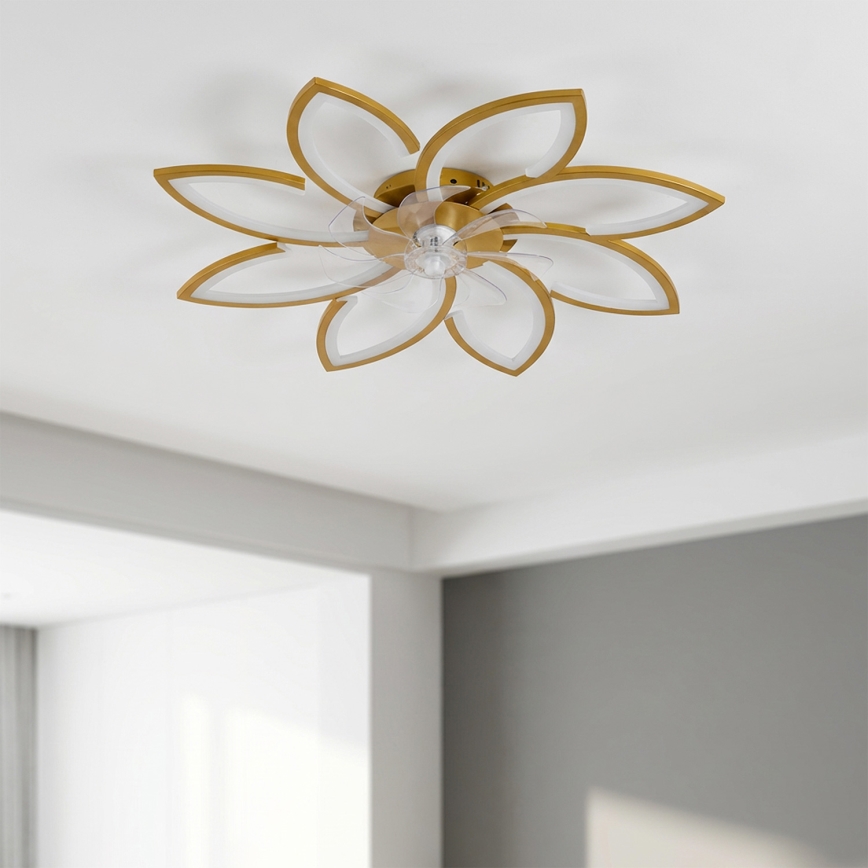 Brilagi - LED dæmpbar loftventilator LED/43W/230V 3000-6500K Ø 90 cm guldfarvet + fjernbetjening