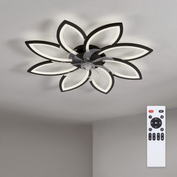 Brilagi - Dæmpbar LED-loftventilator LED/43W/230V Ø 90 cm sort + fjernbetjening