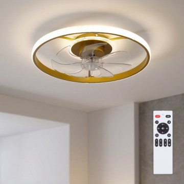 Brilagi - Dæmpbar LED-loftventilator LED/66W/230V 3000-6500K Ø 55 cm hvid/guld + fjernbetjening