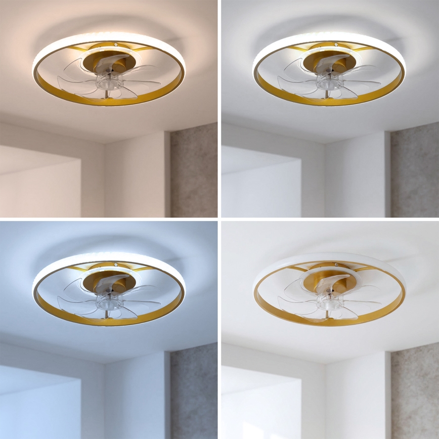 Brilagi - LED dæmpbar loftventilator LED/66W/230V 55 cm hvid/guld + fjernbetjening