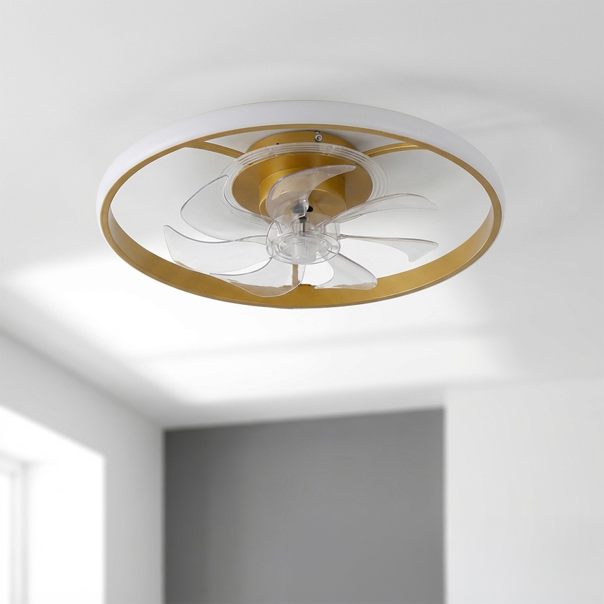 Brilagi - LED dæmpbar loftventilator LED/66W/230V 55 cm hvid/guld + fjernbetjening