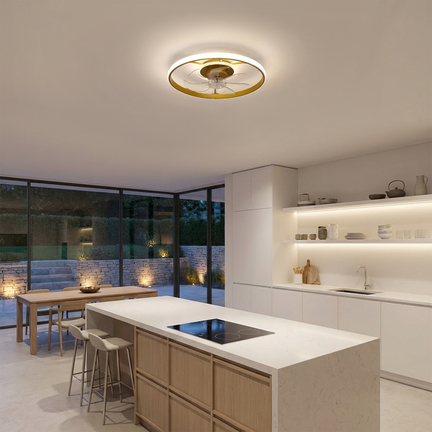 Brilagi - LED dæmpbar loftventilator LED/66W/230V 55 cm hvid/guld + fjernbetjening