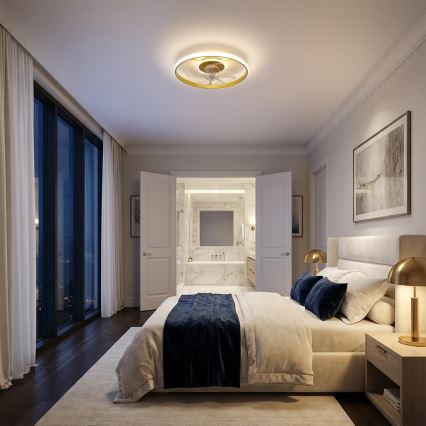 Brilagi - LED dæmpbar loftventilator LED/66W/230V 55 cm hvid/guld + fjernbetjening