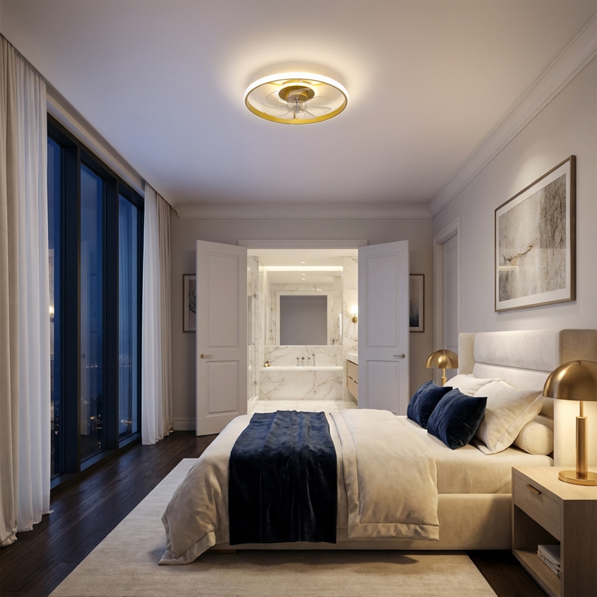 Brilagi - LED dæmpbar loftventilator LED/66W/230V 55 cm hvid/guld + fjernbetjening