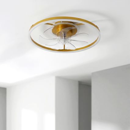 Brilagi - LED-dæmpbar loftventilator LED/66W/230V 55 cm hvid/guld + fjernbetjening