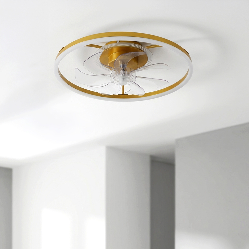 Brilagi - LED-dæmpbar loftventilator LED/66W/230V 55 cm hvid/guld + fjernbetjening