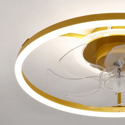 Brilagi - LED-dæmpbar loftventilator LED/66W/230V 55 cm hvid/guld + fjernbetjening